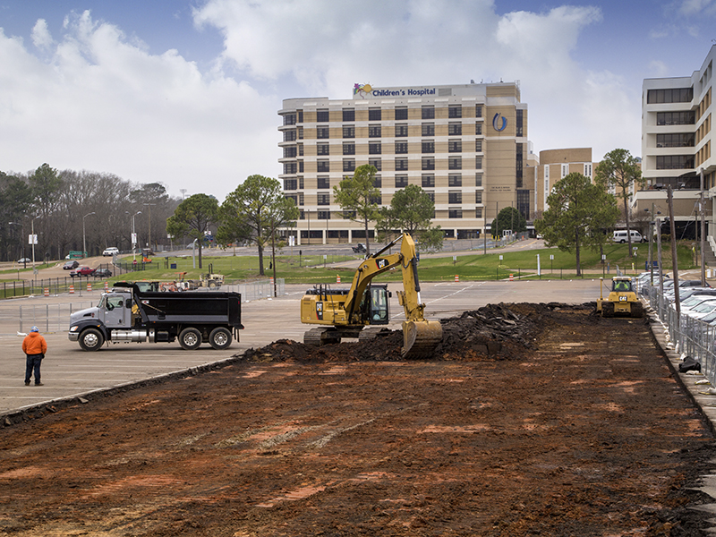Construction of the new children’s tower is now underway: Site excavation, foundation and road work will continue for the next four to six months.